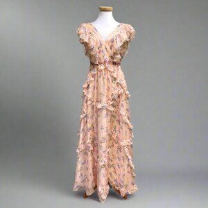 Mac Duggal peach floral dress, size 6